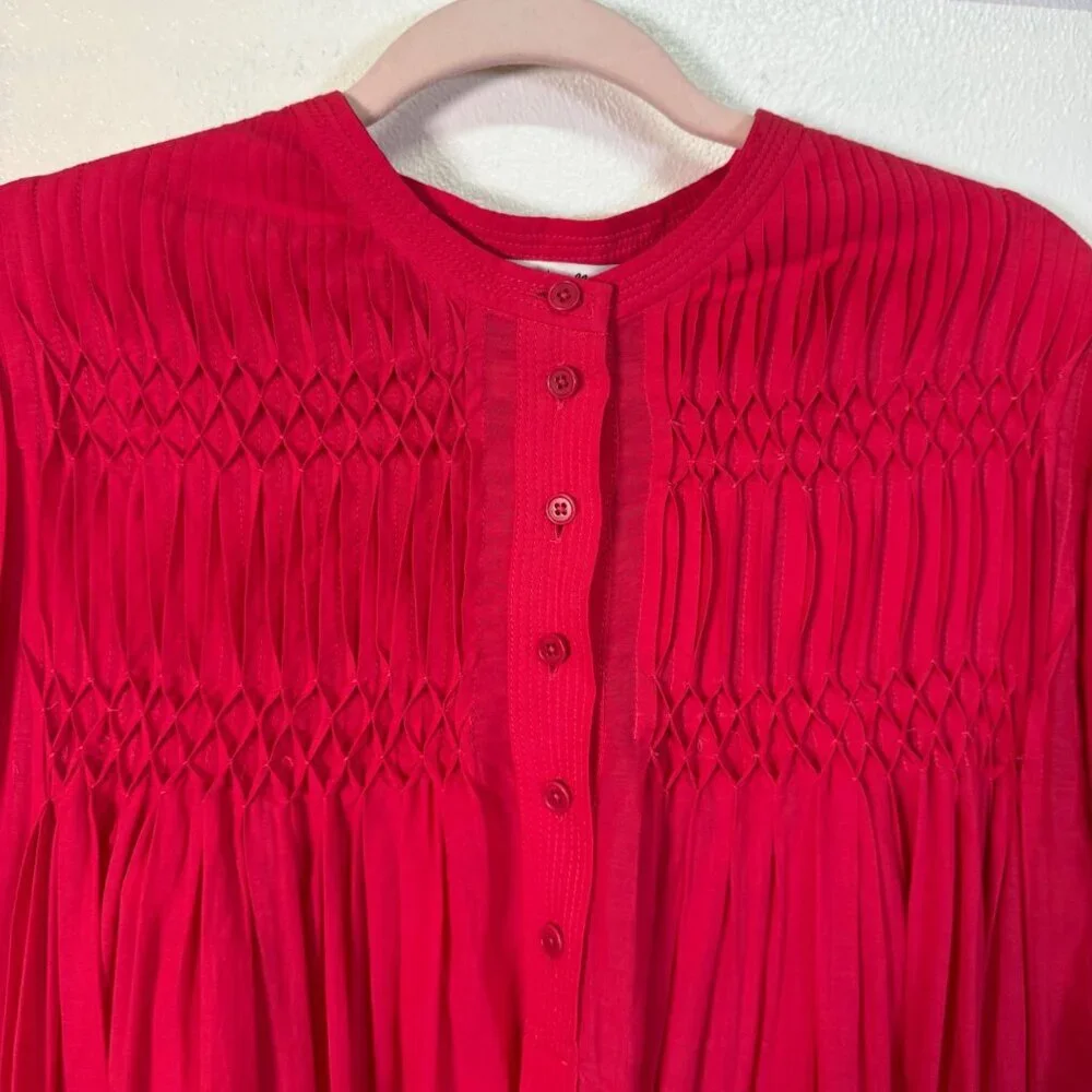 NWT Madewell Embroidered Donna Pleated Mini Dress Watermelon sz medium Pockets - Picture 5 of 16